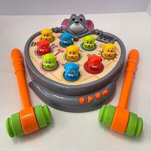 Whack A Mole Mouse Game Kids Multicolor Electronic Arcade Toy 2 Hammers Light Up